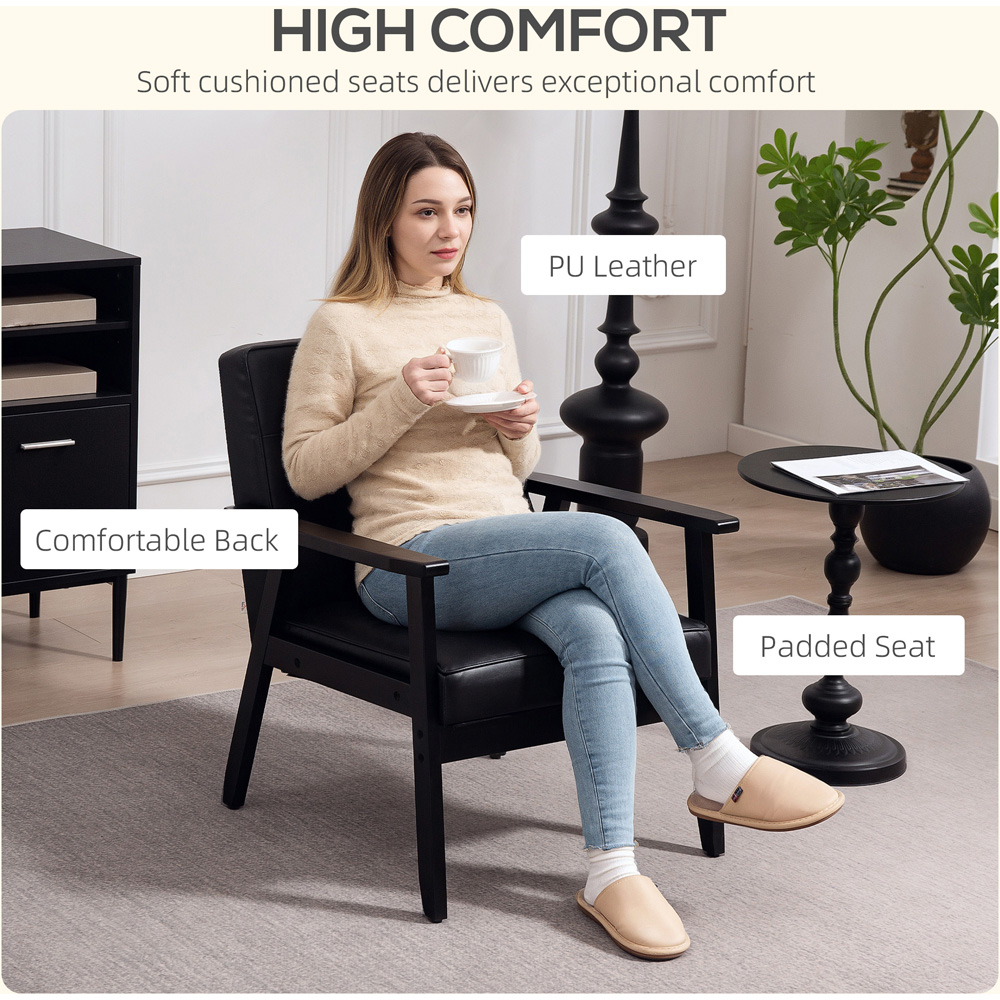 Portland Black Accent Chair with Armrest Image 5