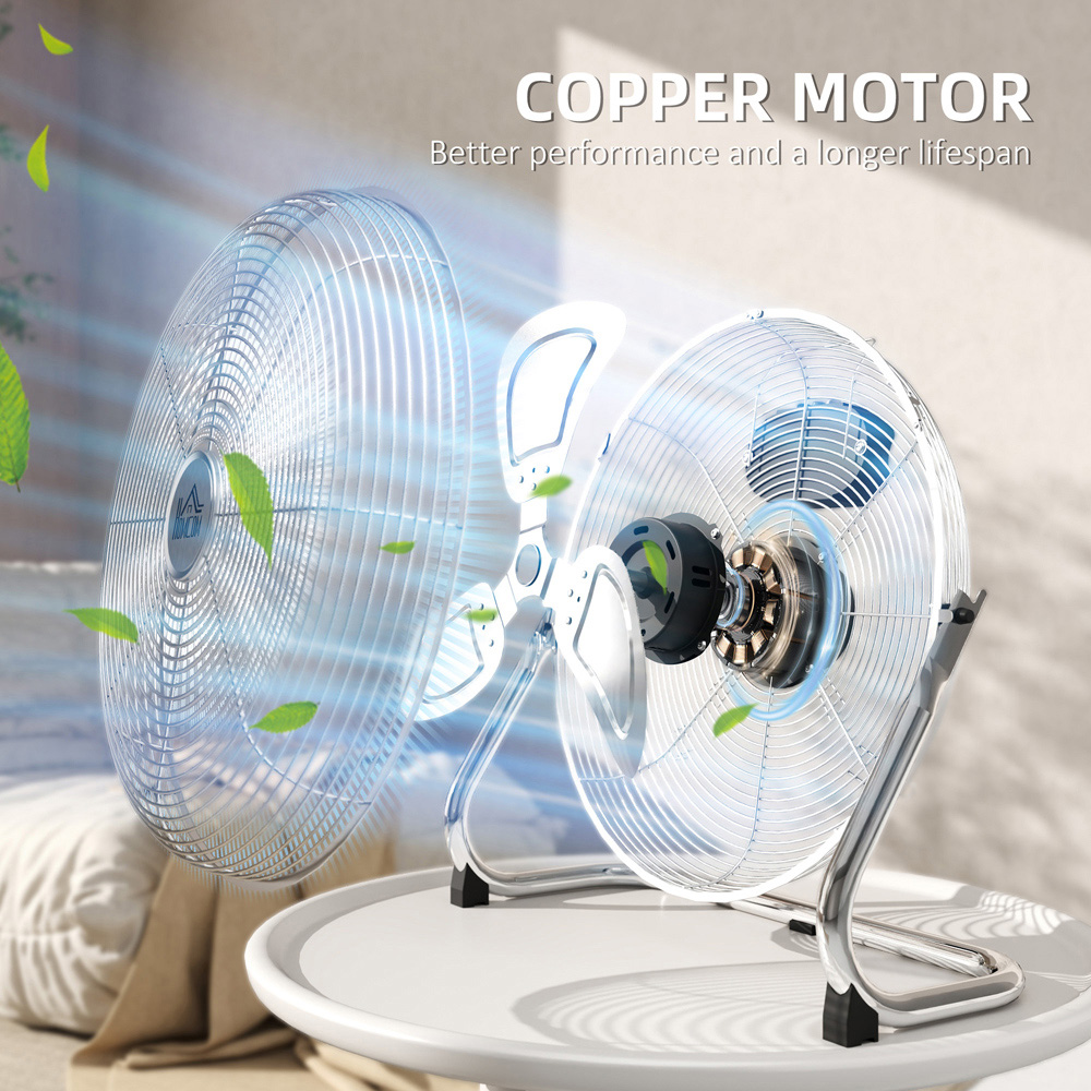 HOMCOM Silver Metal Electric Table Fan 16 inch Image 5