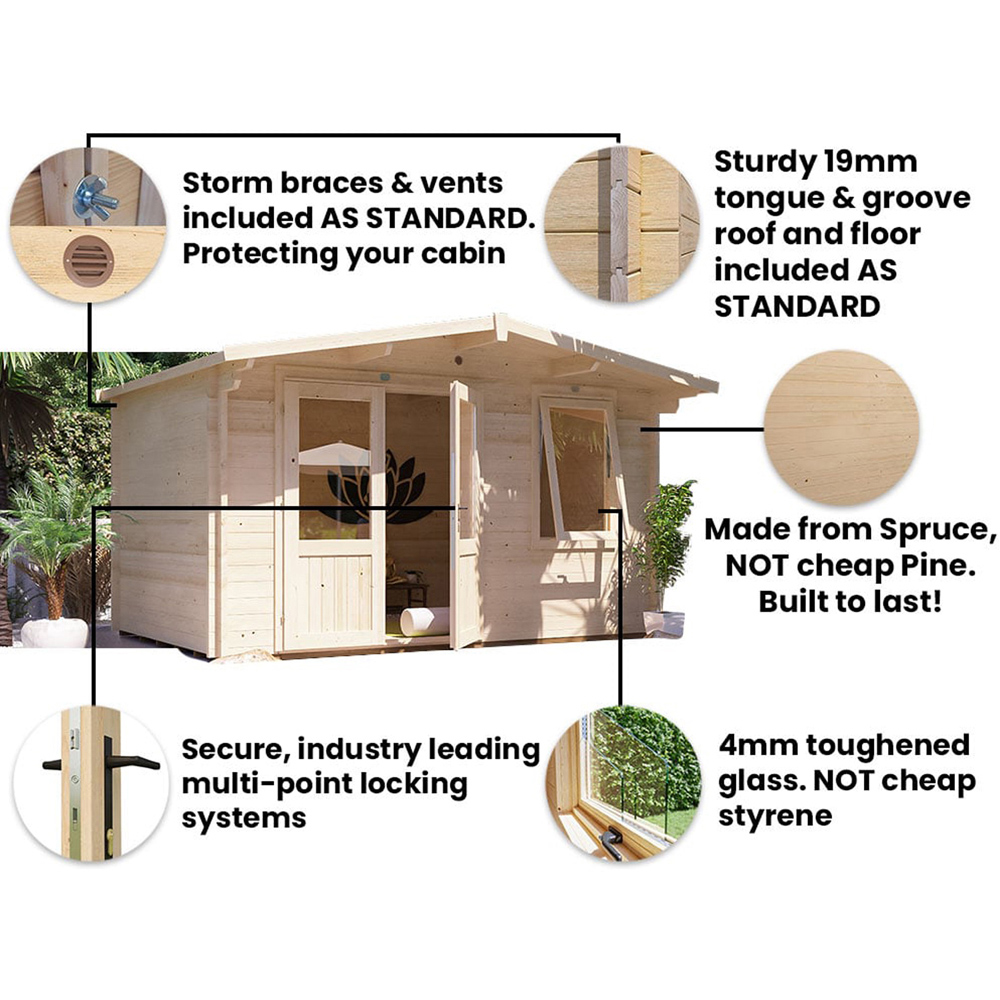 Dunster House Severn 13 x 8ft Brown Garden Log Cabin Image 5