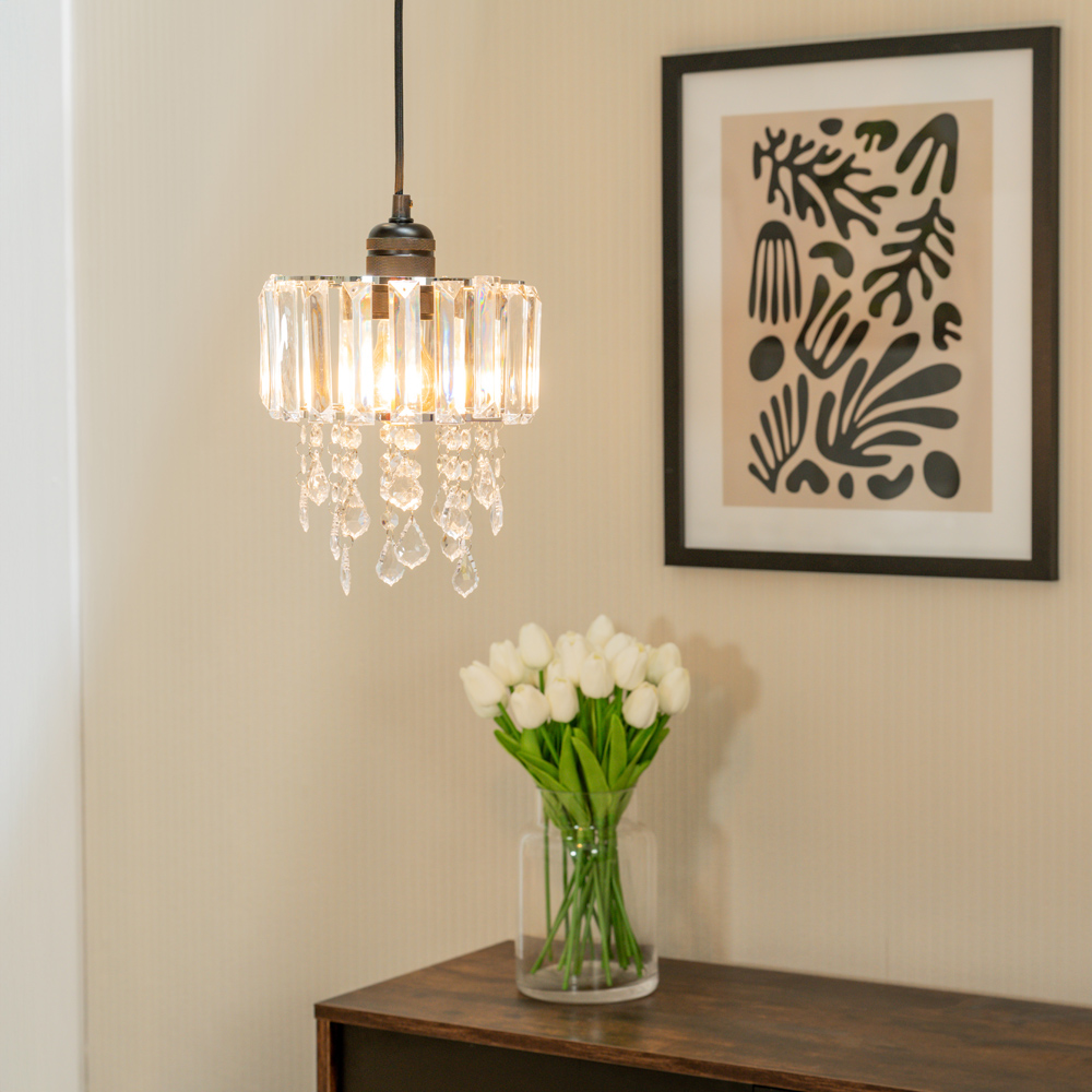 ValueLights Mabel Chrome Droplet Ceiling Drum Shade Image 5