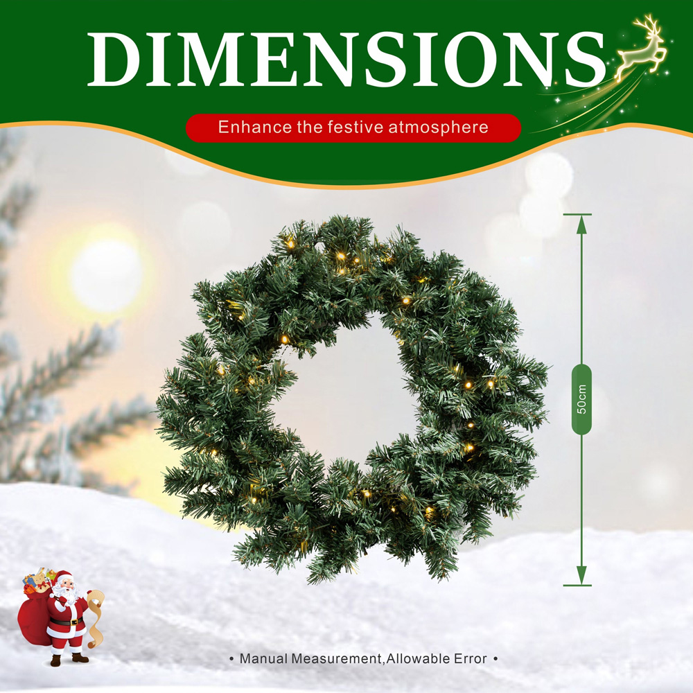Abrihome 35 Warm White LED Multi-Function Artificial Christmas Wreath with 140 Tips 50cm Image 9