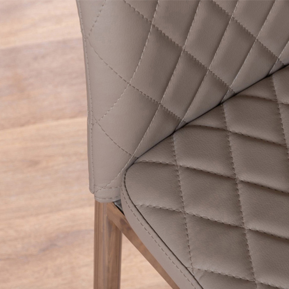 Furniturebox Arona Valera Glass 4 Seater Round Dining Set Chrome and Cappuccino Image 8