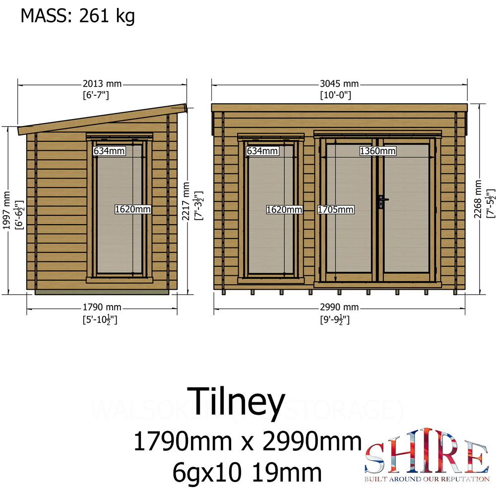 Shire Tilney 6 x 10ft Pent Garden Log Cabin Image 9