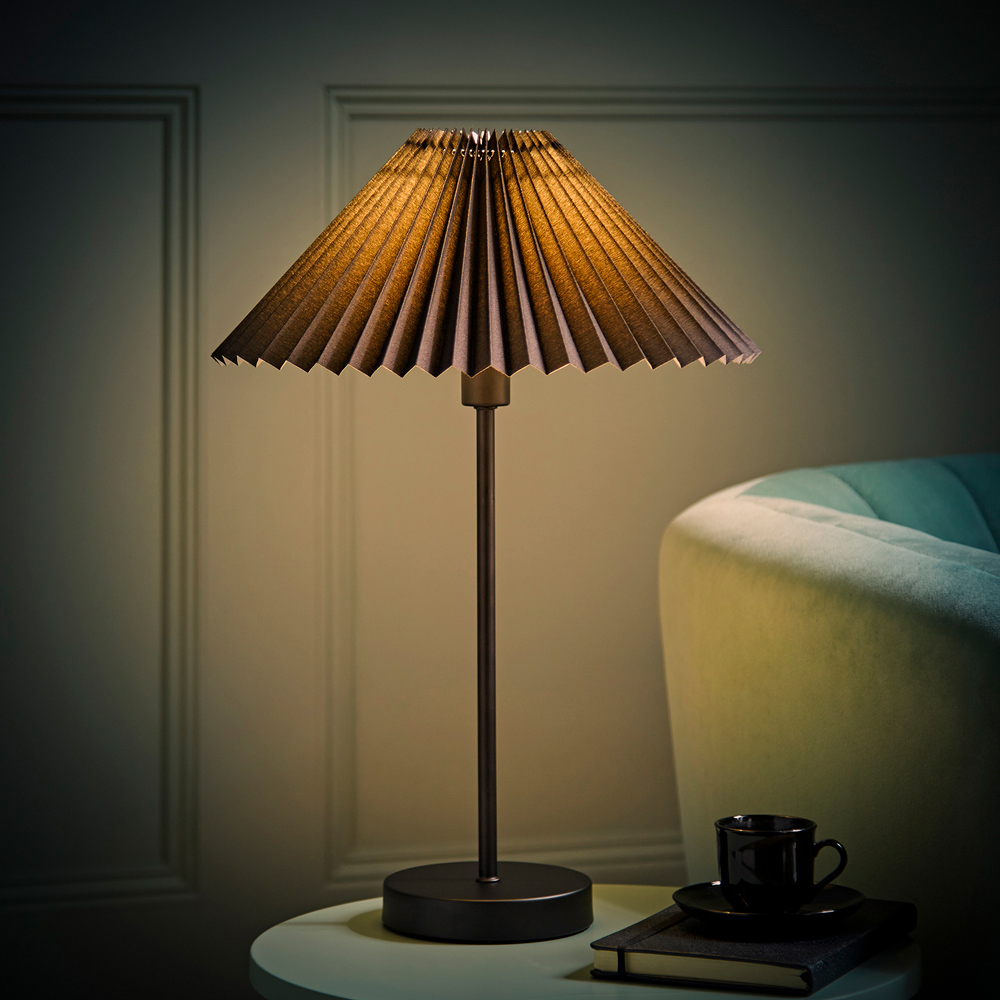 ValueLights Akira Black Pleated Shade LED Table Lamp Image 2