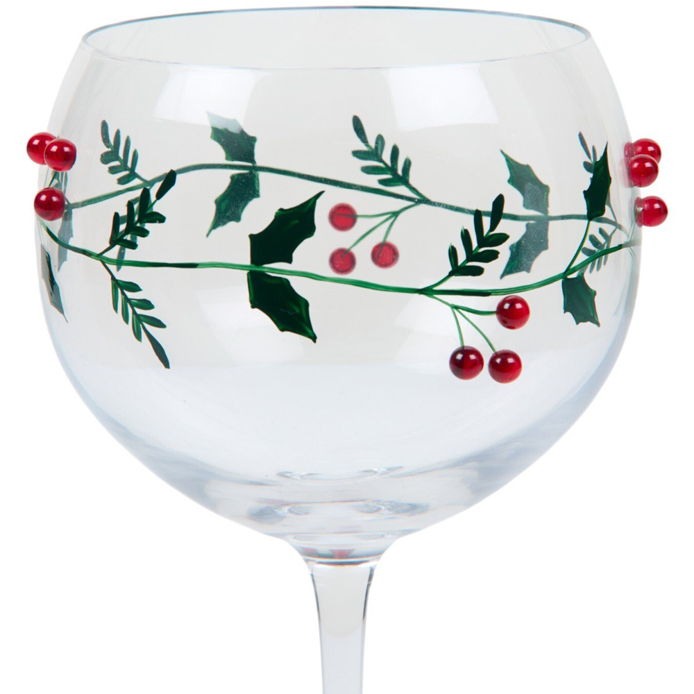 Gin Glass with Mistletoe Decoration Clear Image 2