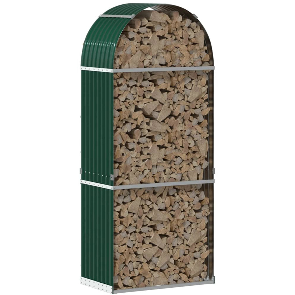 vidaXL Green Galvanised Steel Firewood Log Holder 190 x 80 x 45cm Image 2