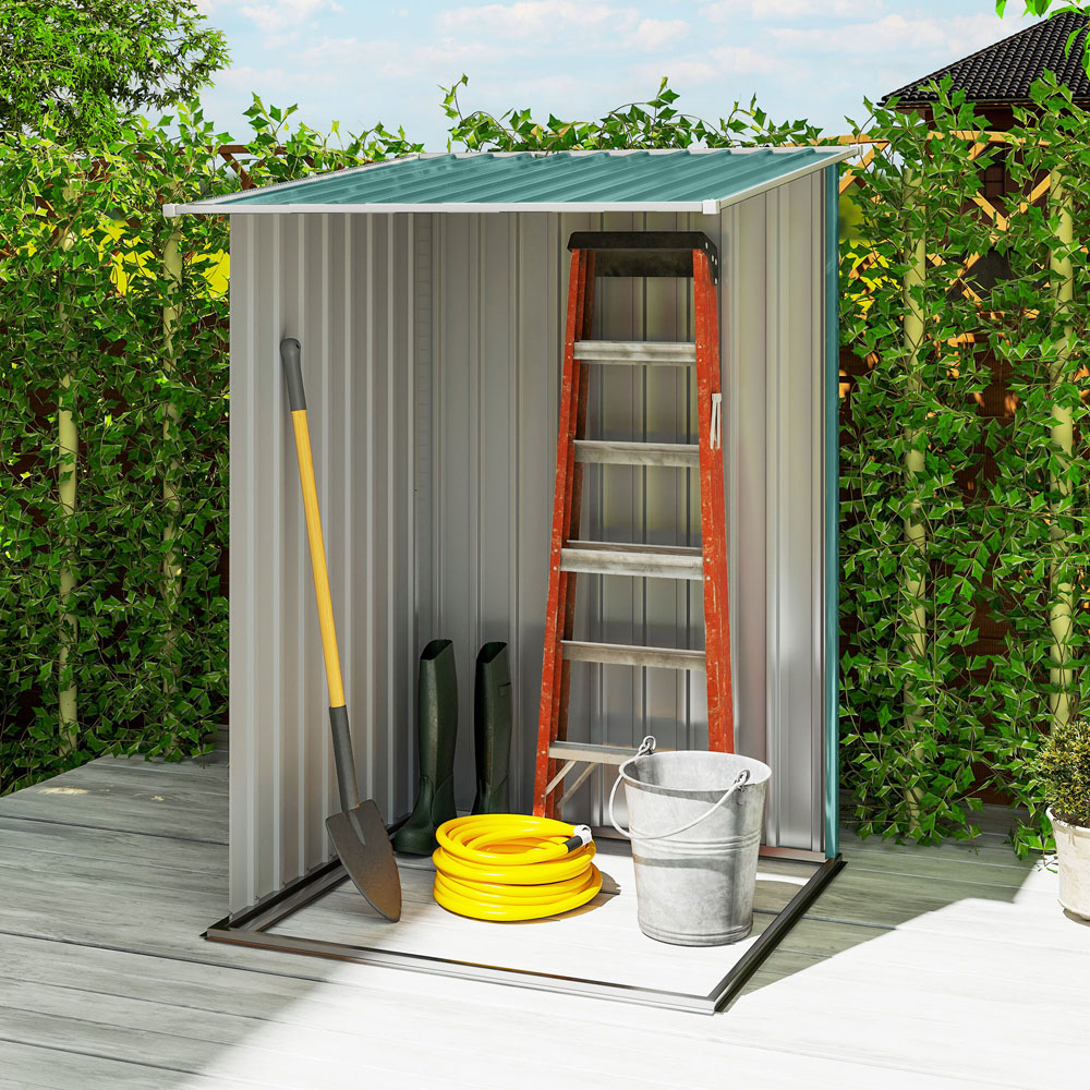 Outsunny 3.3 x 3.4ft Green Steel Garden Storage Shed with Lockable Door Image 4