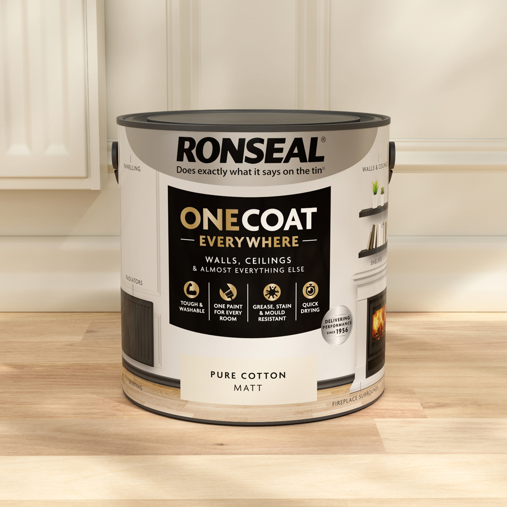 Ronseal One Coat Everywhere Pure Cotton Matt Interior Paint 2.5L Image 5