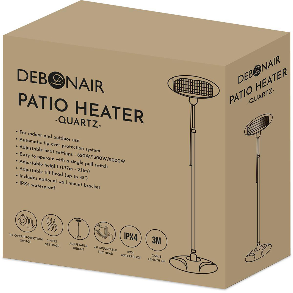 Debonair Quartz Height Adjustable Indoor and Outdoor Waterproof Patio Heater Image 3
