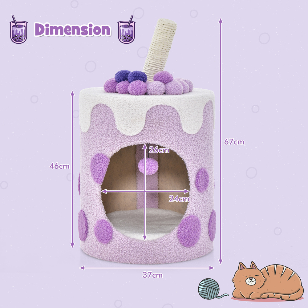 Costway Purple Bubble Tea Cat Tree Tower with Scratching Post 37cm Image 9