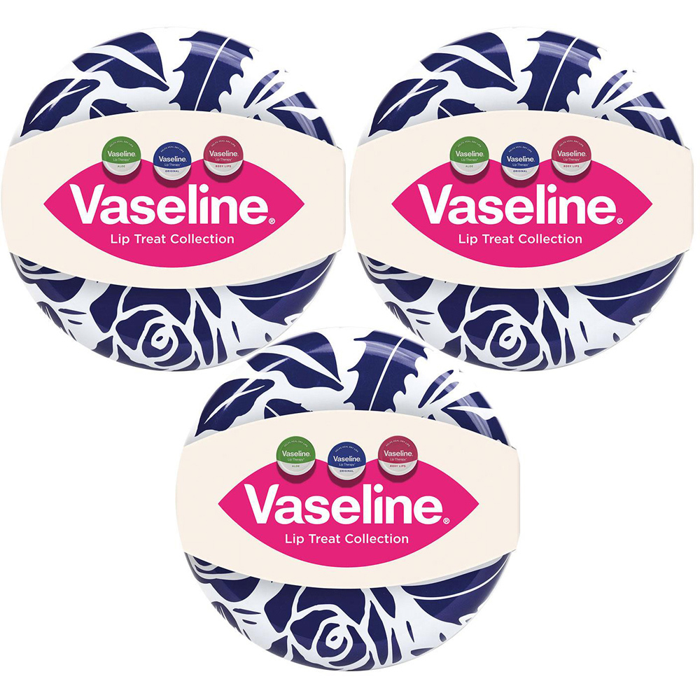 Vaseline Lip Treat Collection Rosy Aloe Original Balm Trio Tin Gift Set 3 Pack Image 1