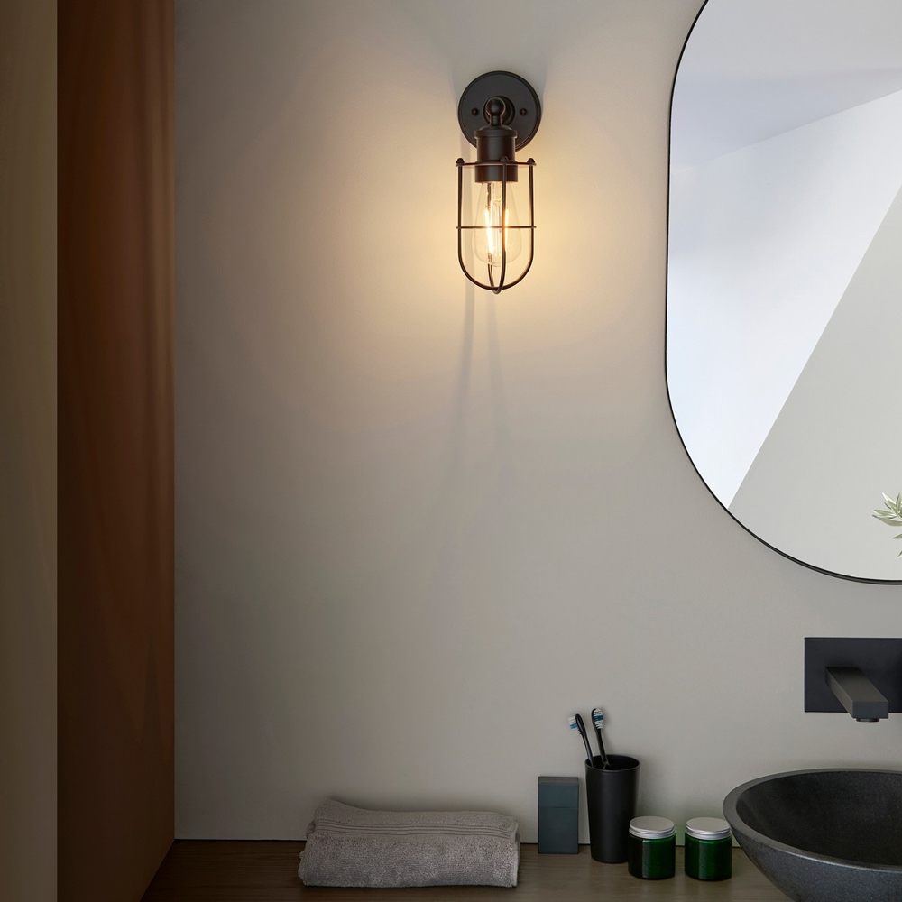 Merano Treviso Matt Black Bathroom Wall Lamp Image 5