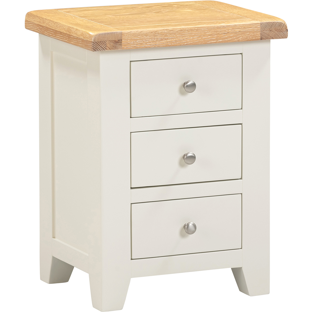 Seconique Windsor 3 Drawer Ivory and Oak Bedside Table Image 2