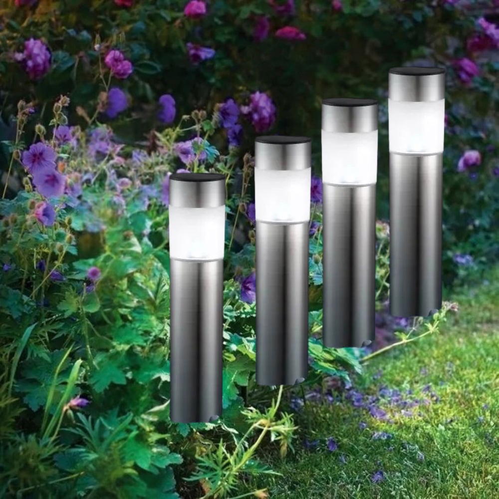 Garden Mile 4 Pack Bollard Solar LED Pathway Light Image 3