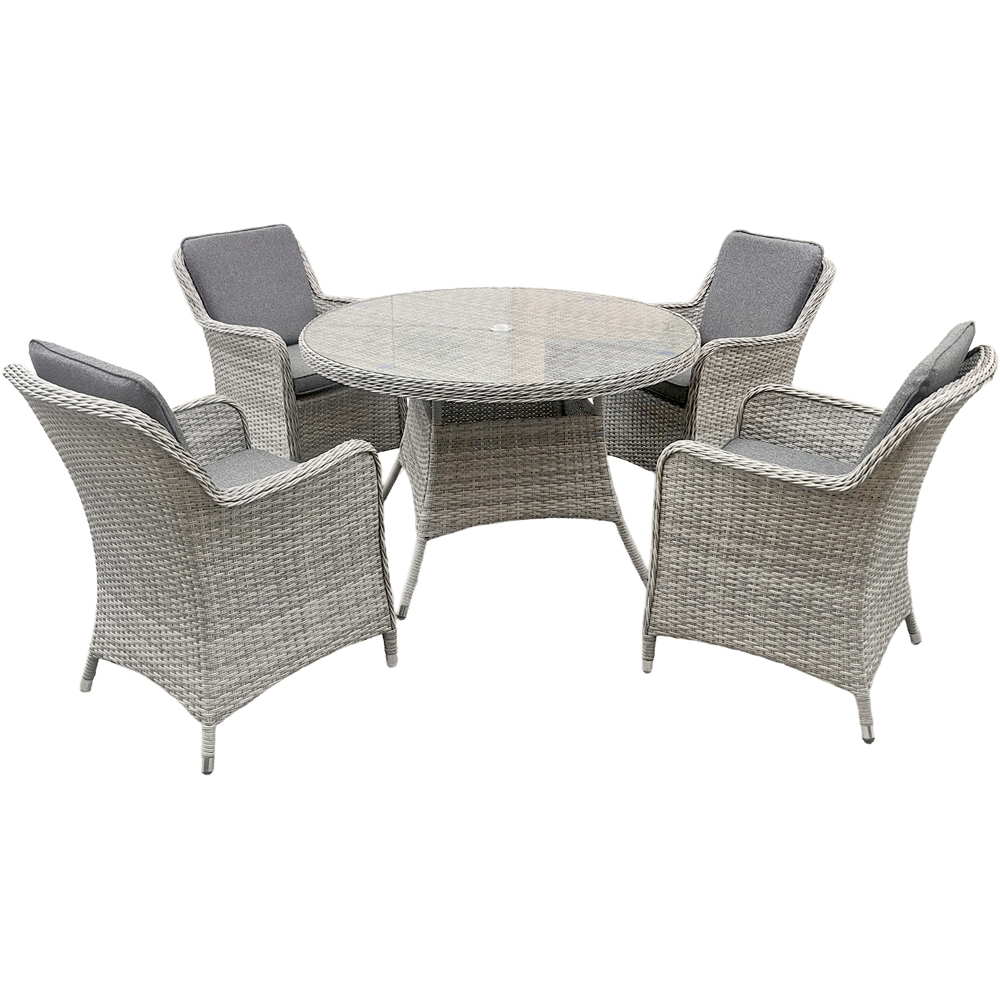 Oseasons Hampton 4 Seater Rattan Dining Set with Cushions Dove Grey and Dark Grey Image 2
