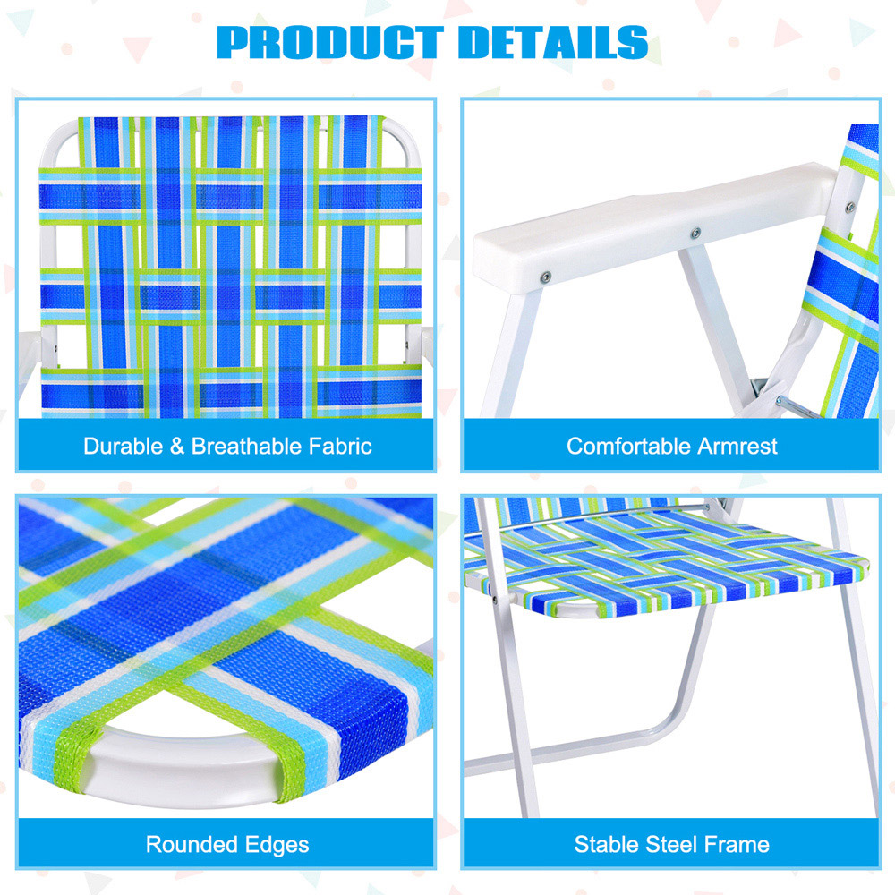 Costway Set of 6 Blue Folding Beach Chair Image 8