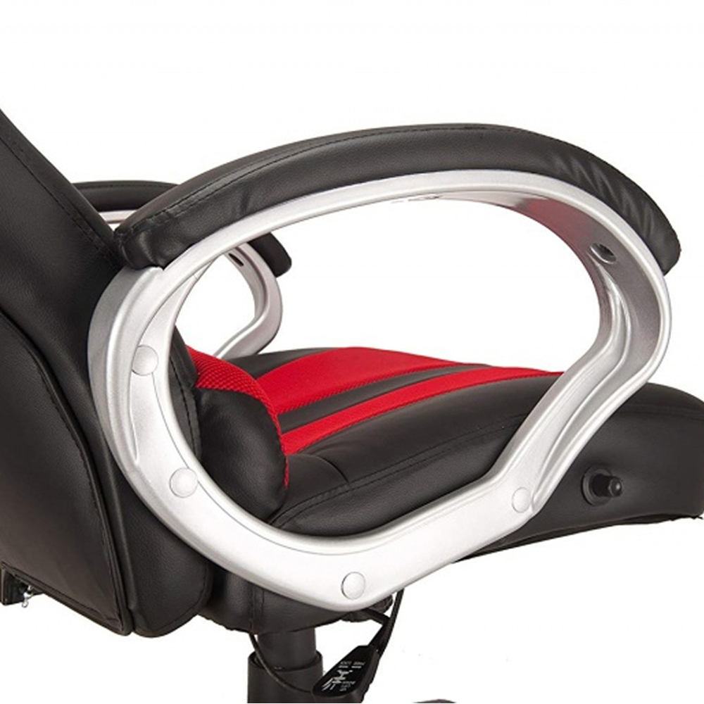 Reclining Gaming Style Office Chair in Faux Leather - Red/Black Image 4