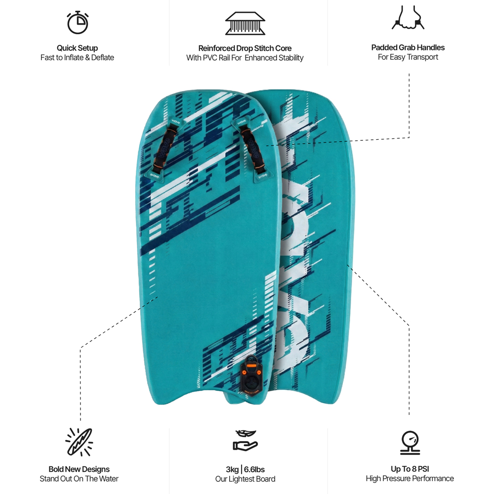 Wave Hopper 2.0 3.6ft Ice Blue Inflatable Body Board Image 4