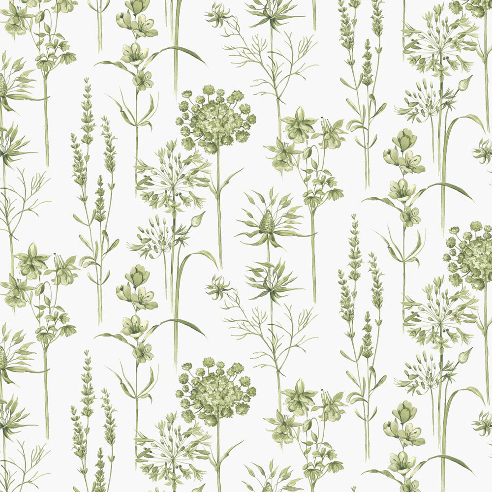 Superfresco Easy Botanical Wildflowers Green Wallpaper Image 1