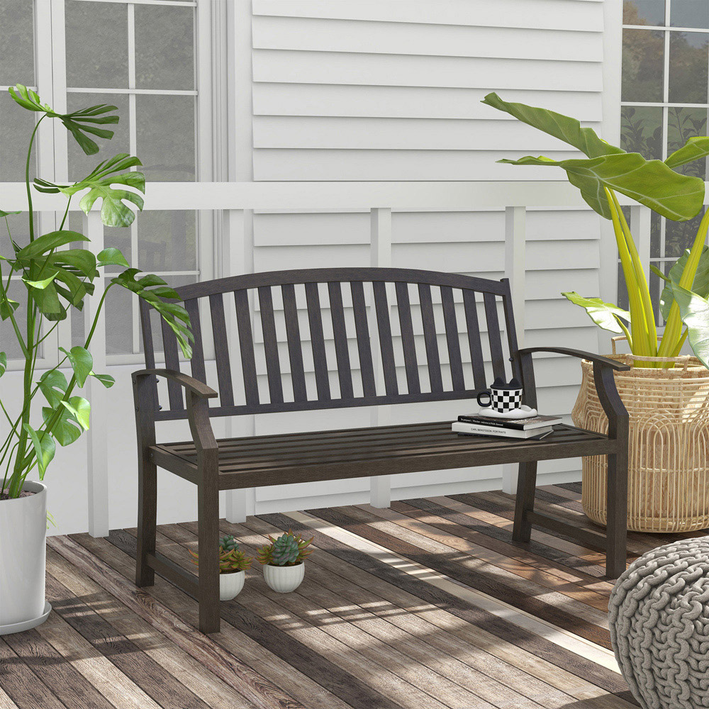 Outsunny 2 Seater Brown Garden Bench Image 5