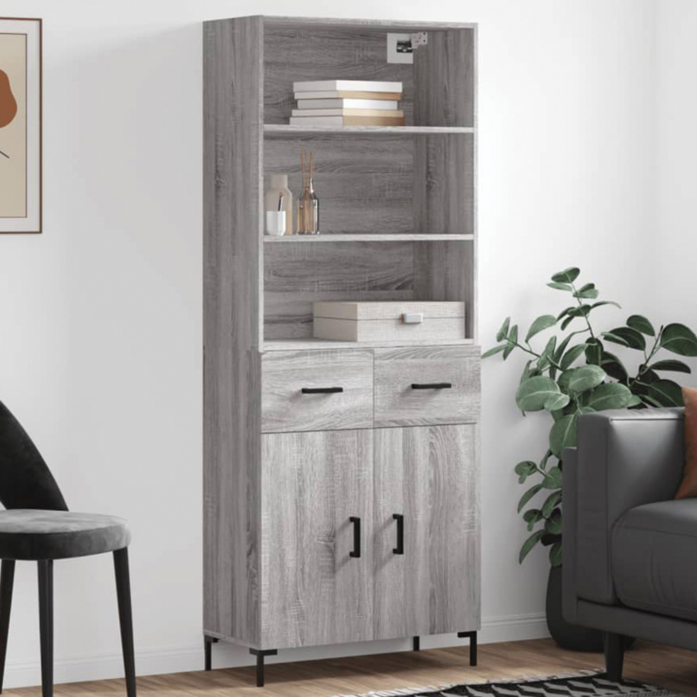 vidaXL 2 Door 2 Drawer 3 Shelf Grey Sonoma Highboard Image 1
