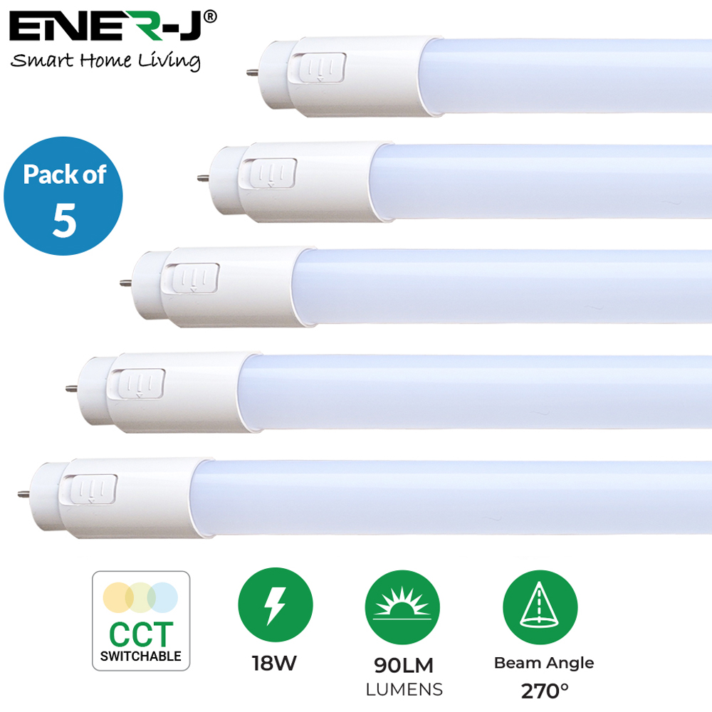 ENER-J T8 18W LED Nano Plastic Tube 1200mm 5 Pack Image 6