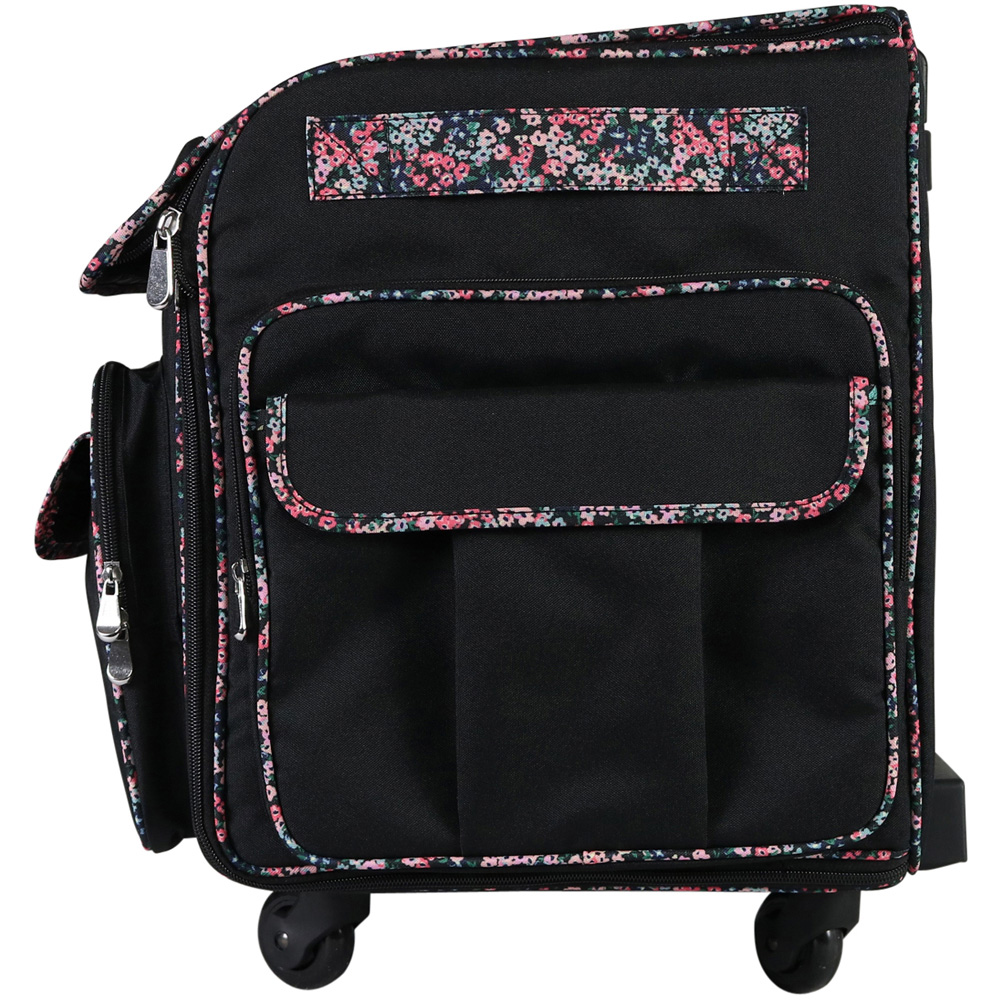 Everything Mary EVM13342-1 Black Floral Trim Deluxe Rolling Sewing Machine Case 55.9 x 31.8 x 38.1cm Image 4