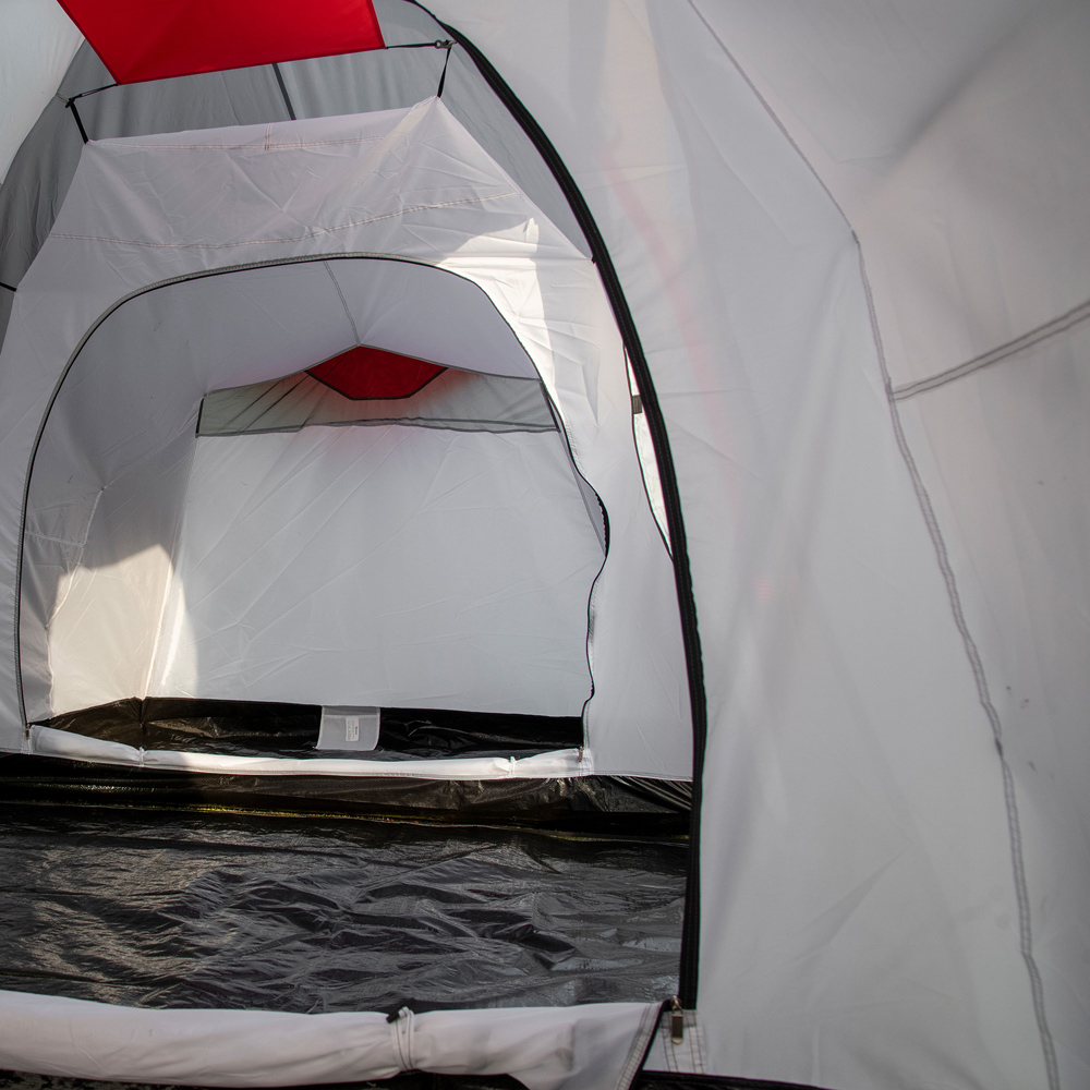 Outsunny 4-6 Person Waterproof Camping Tent with 2 Bedroom Grey and Red Image 3