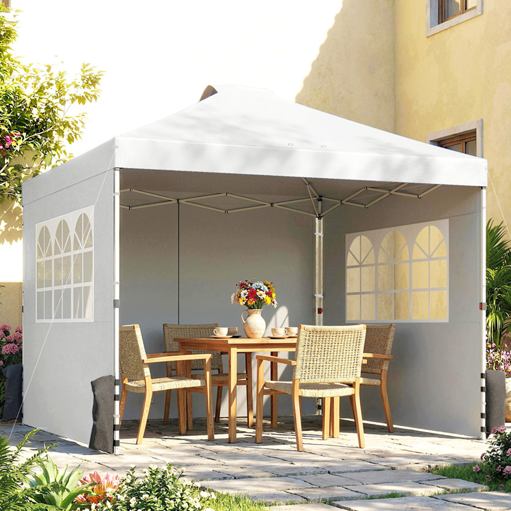 Outsunny 3 x 3m White Pop Up Canopy Adjustable Gazebo Image 1