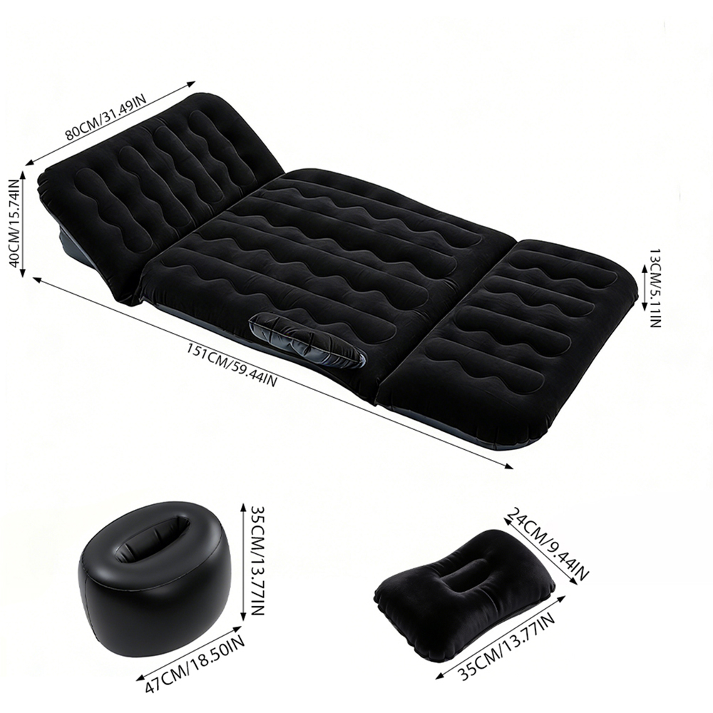 Living and Home Black Inflatable Car Back Seat Air Mattress with Pump Image 8