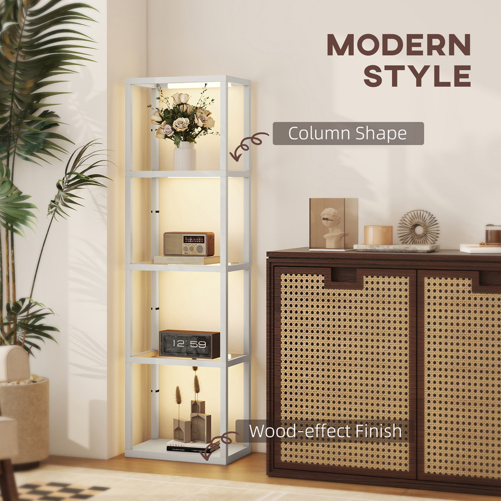 HOMCOM 4 Shelf Grey Glass Dimmable LED Floor Lamp Image 4