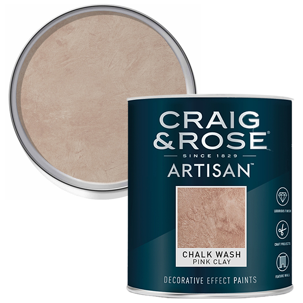 Craig & Rose Artisan Walls & Ceilings Chalk Wash Pink Clay Chalky Paint 750ml Image 1