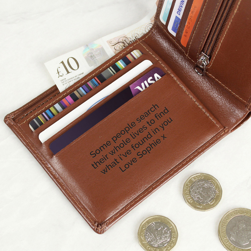 Personalised Memento Personalised Free Text Tan Leather Wallet Image 3