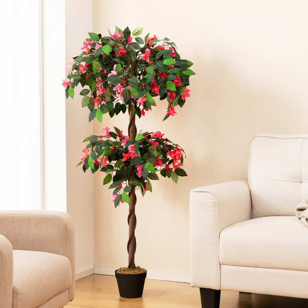 Costway Bougainvillea Artificial Tree In Pot 5ft Image 2