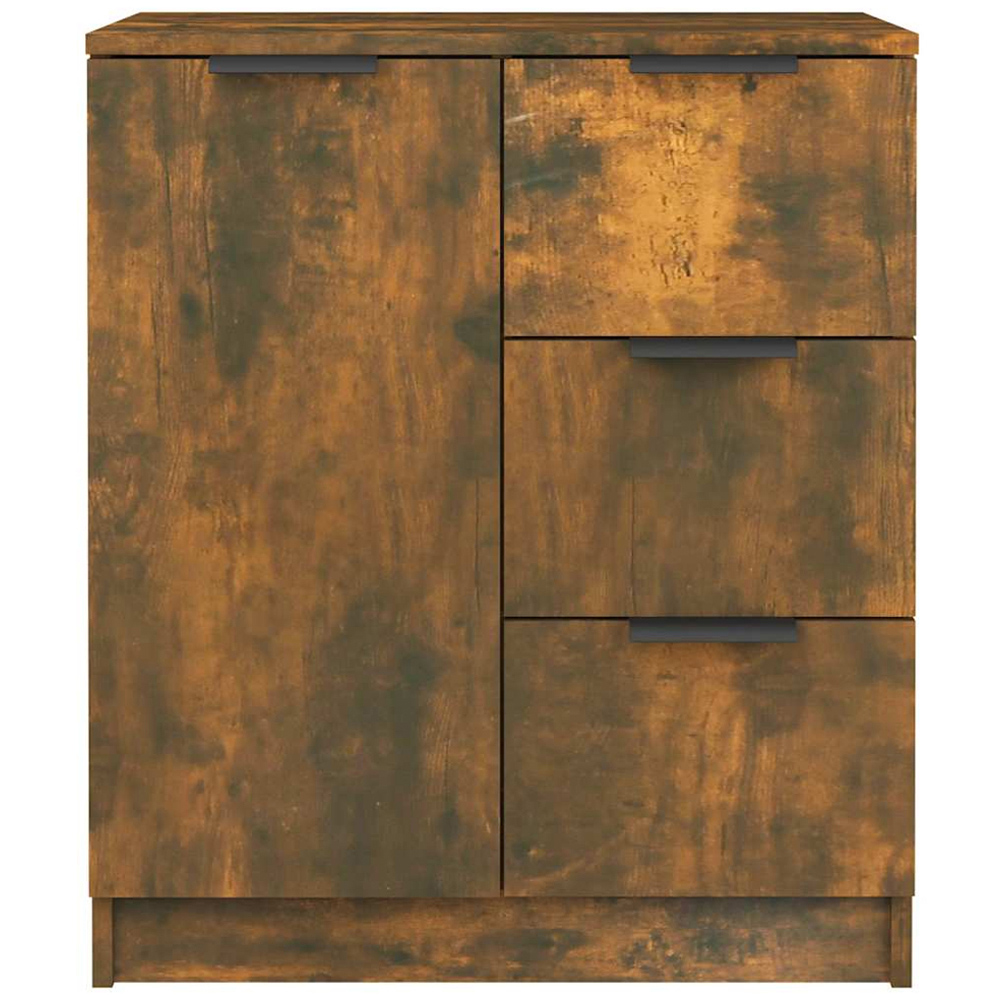 vidaXL Single Door 3 Drawer Smoked Oak Sideboard Image 3