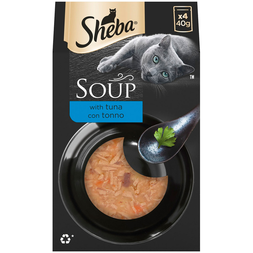 Sheba Classics Soup Adult Wet Cat Food Pouches with Tuna Fillets 40g 4 Pack Image 2