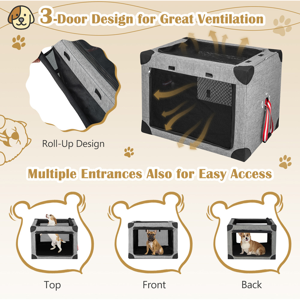 Costway 3 Door Large Foldable Dog Soft Kennel Image 6