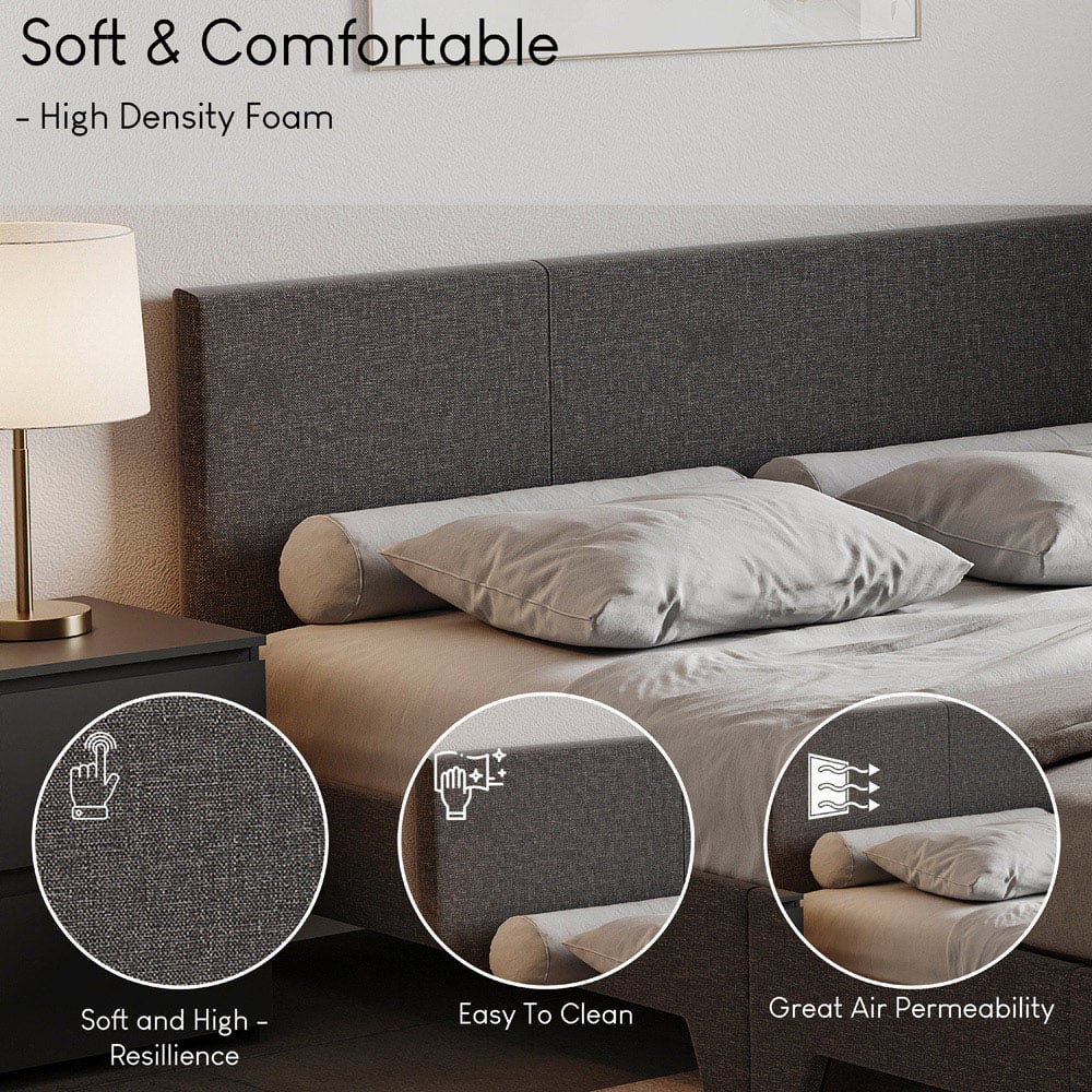 Vida Designs Victoria King Size Dark Grey Linen Bed Frame Image 6