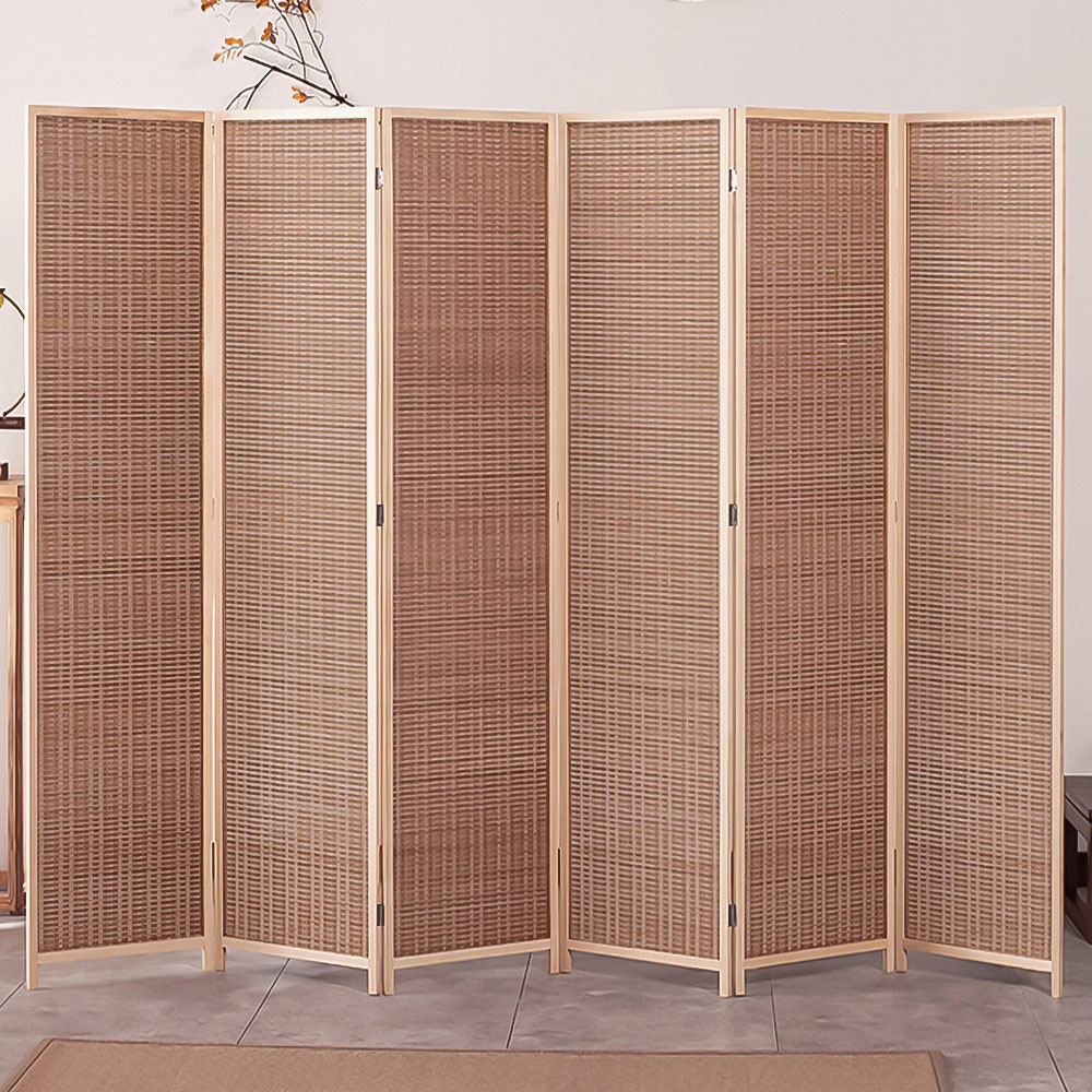 Living and Home 6 Panel Brown Folding Wooden Privacy Screen Image 2