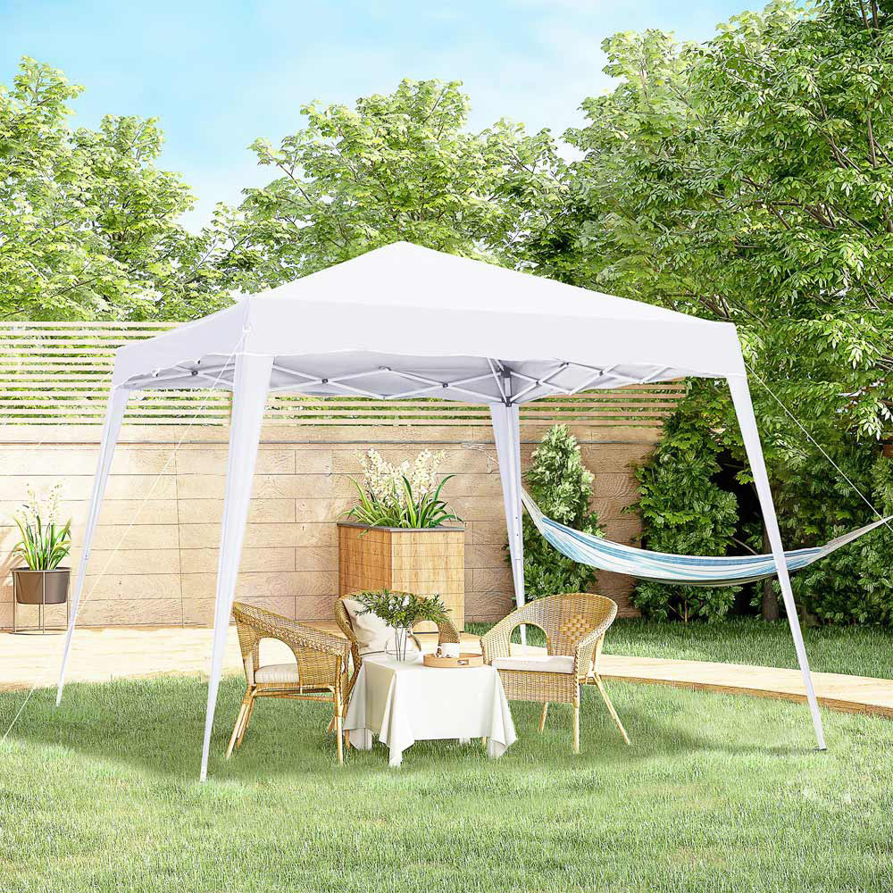 Outsunny 2.5 x 2.5m White Awning Marquee Pop Up Gazebo Image 1