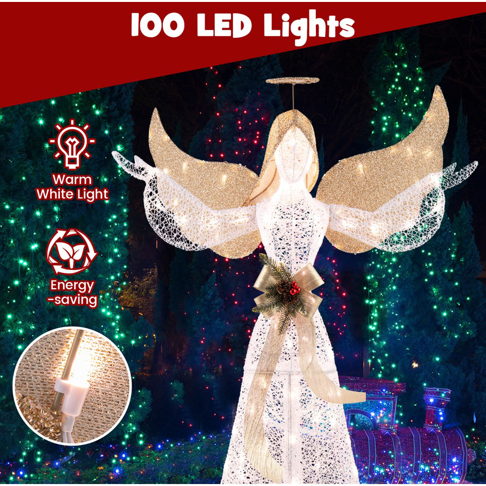 Costway 100 LED Lighted Angel Christmas Decoration 4.9ft Image 6