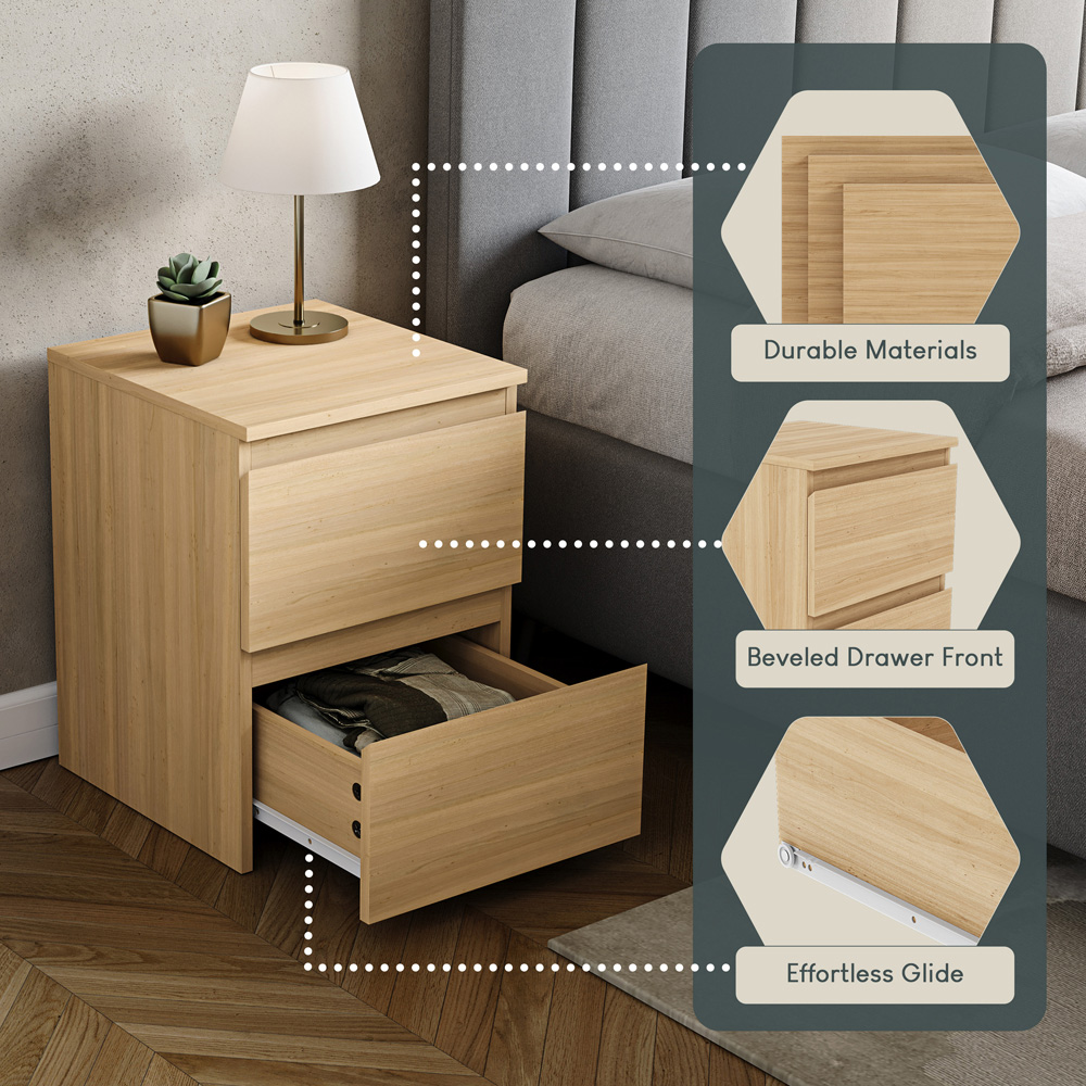 VIDA DESIGNS Denver 2 Drawer Pine Large Bedside Cabinet Set of 2 Image 6