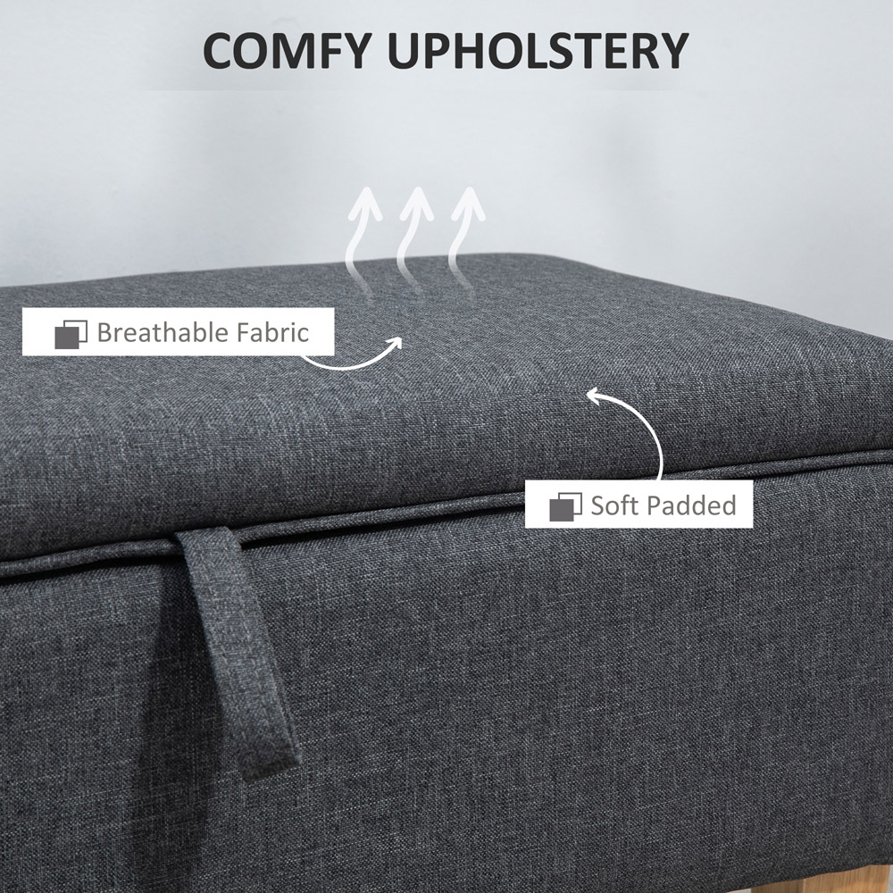 Portland Dark Grey Linen Ottoman Footstool Image 5