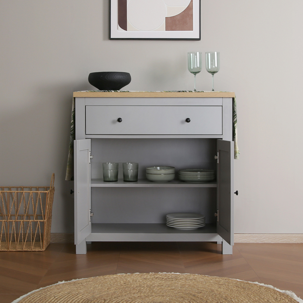 Wiltshire 2 Door Single Drawer Grey Whiteboard Image 3