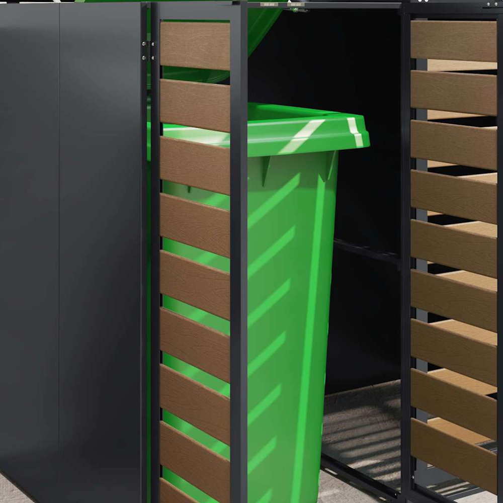 vidaXL Anthracite 5 Wheelie Bin Storage Shed with HDPE Door Image 7