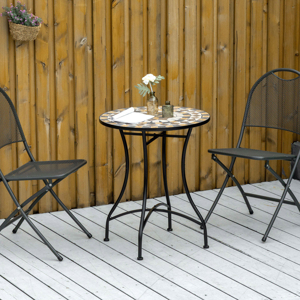 Outsunny Mosaic Round Bistro Table Grey Image 7