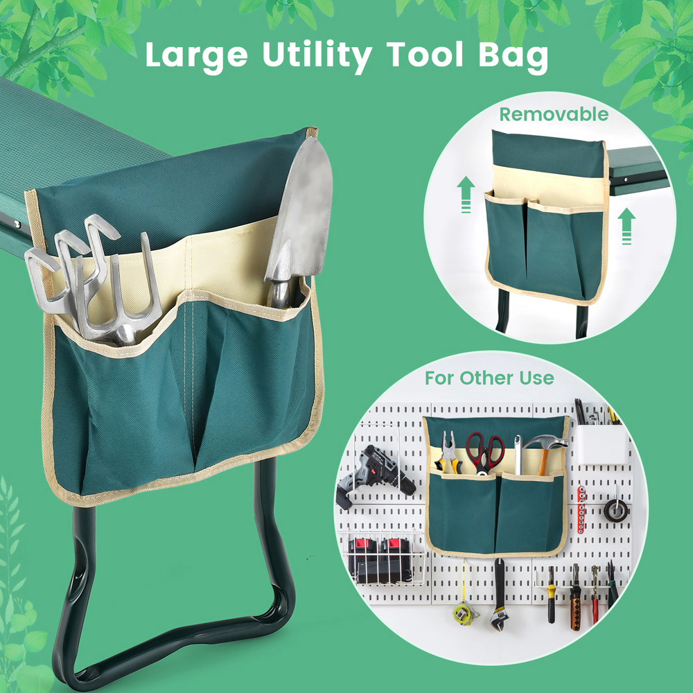 Costway 2-in-1 Folding Garden Kneeler and Seat with Tool Pouch Image 6