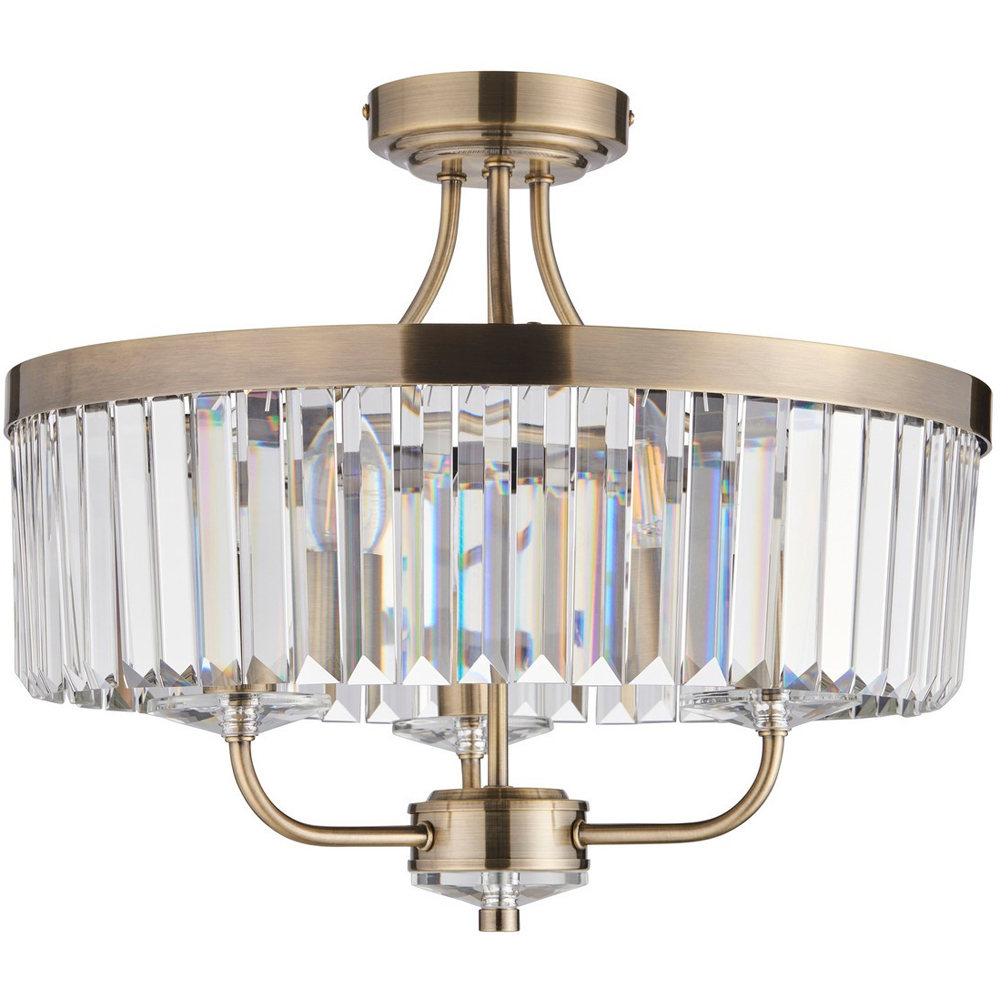 Merano Ascoli Clear Glass Antique Brass Plate Ceiling Light Image 1