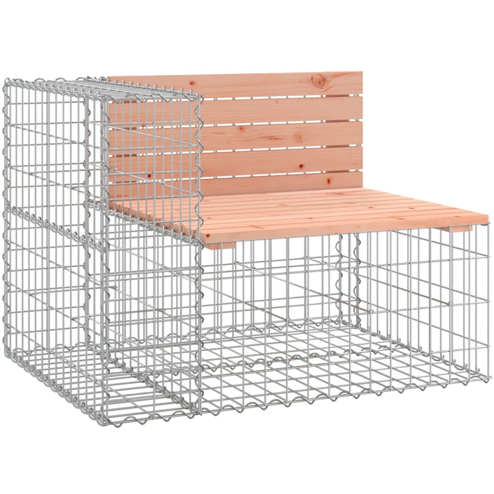vidaXL 3 Seater Natural Douglas Solid Wood Gabion Garden Bench Image 2