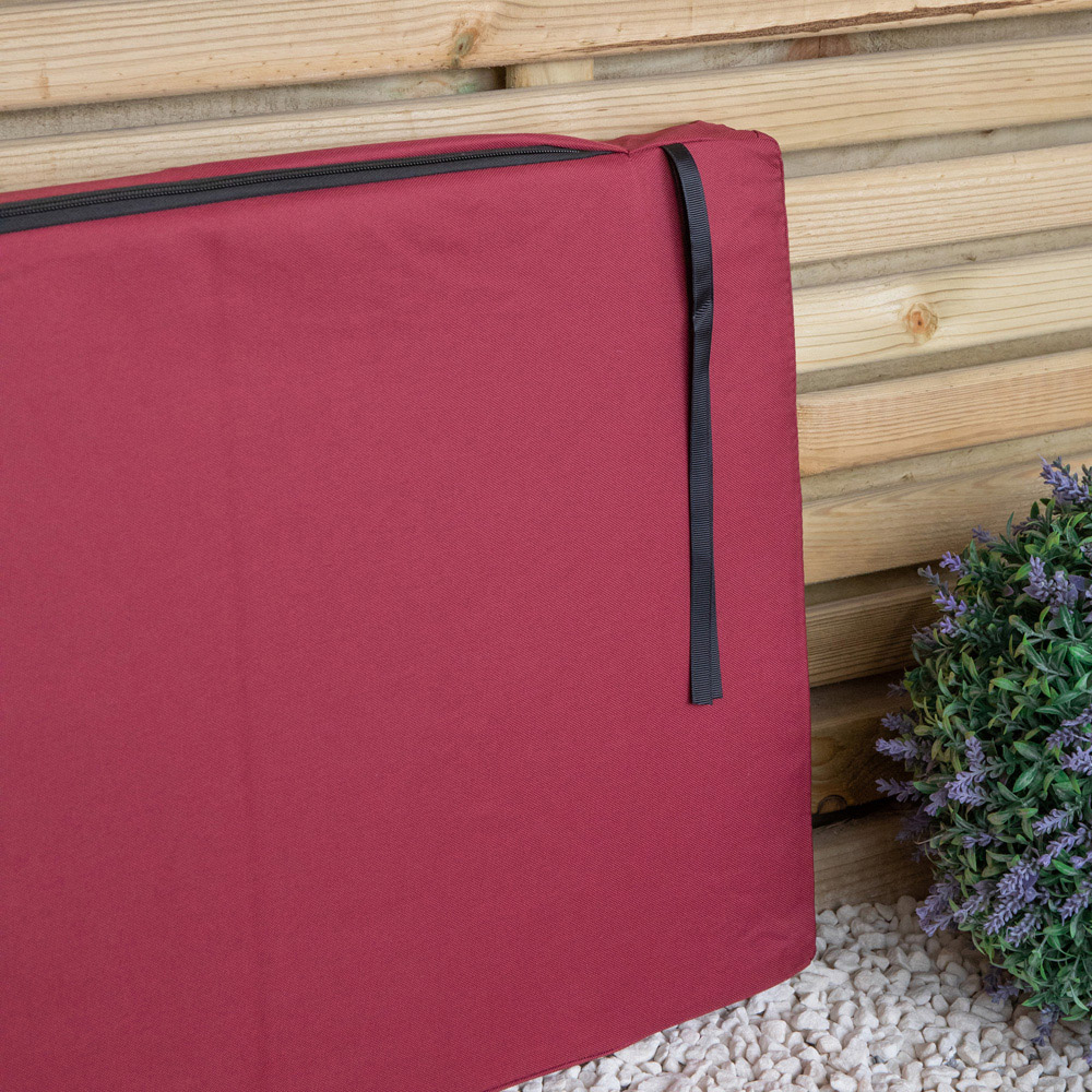 Samuel Alexander 2 Seater Burgundy Wooden Garden Chair Cushion Base 99 x 41cm Image 8